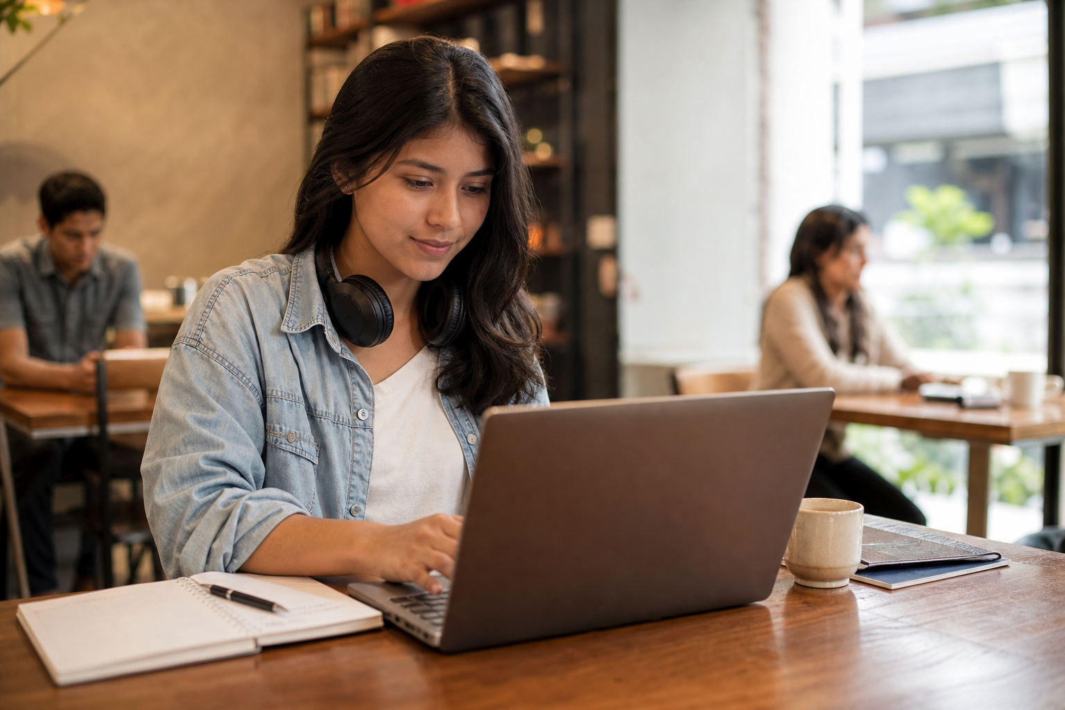 En un café o coworking — CEBA Internacional Mi Perú